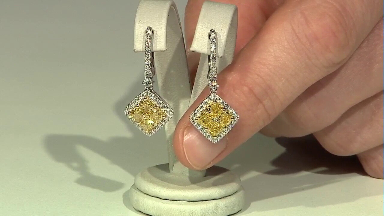 Video 18K SI2 Yellow Diamond Gold Earrings (CIRARI)