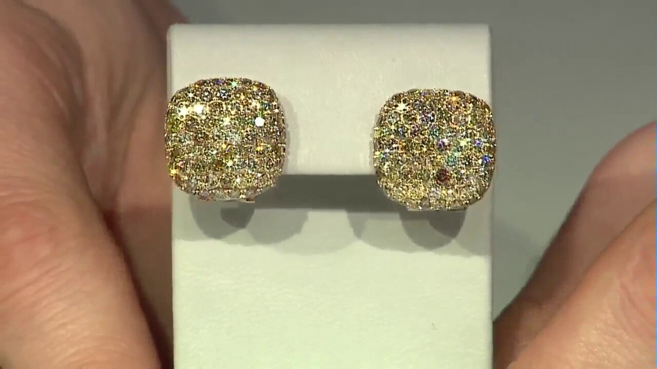 Video 14K SI2 Fancy Diamond Gold Earrings (CIRARI)