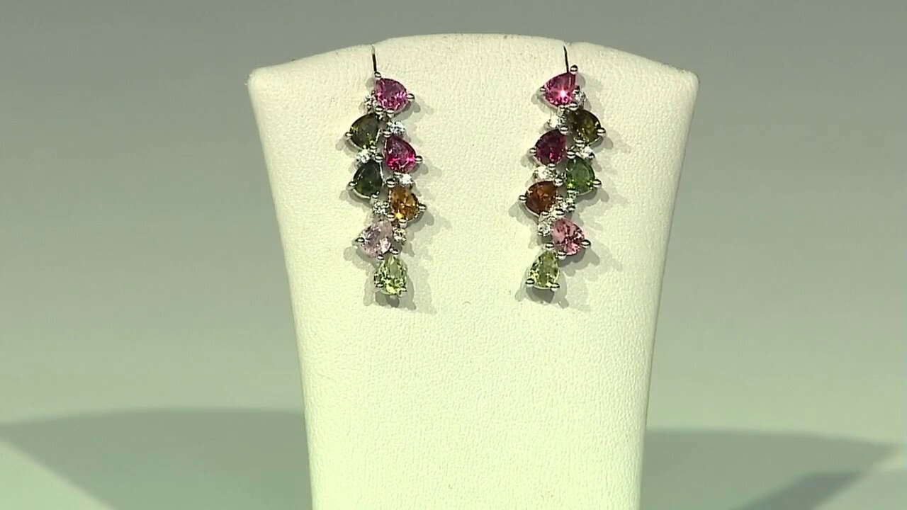 Video Fancy Tourmaline Silver Earrings