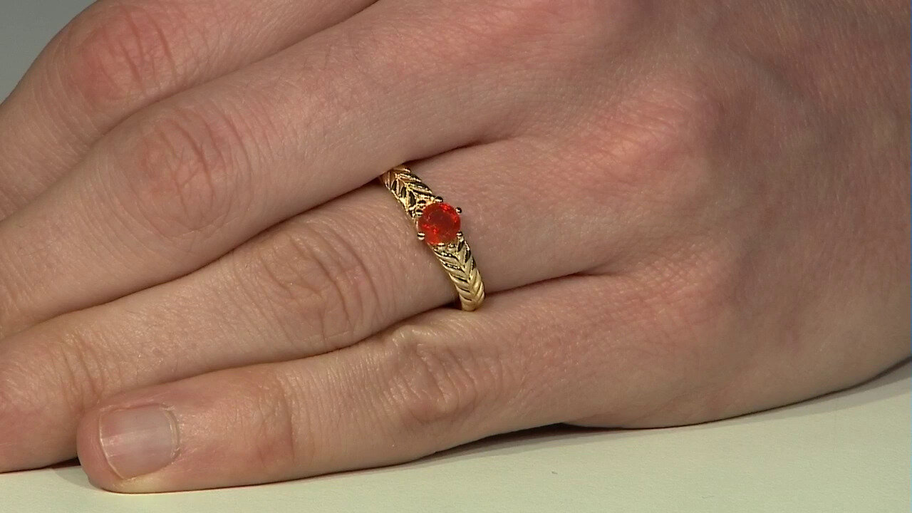 Video Mexican Fire Opal Silver Ring