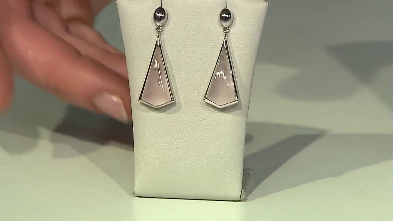 Video Rose Quartz Silver Earrings