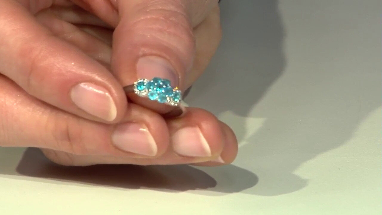 Video Anillo en plata con Apatita azul neón