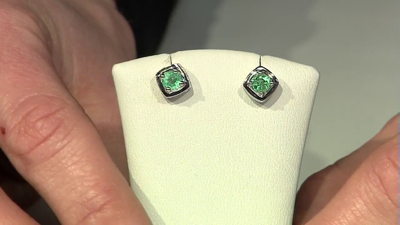 Video Colombian Emerald Silver Earrings