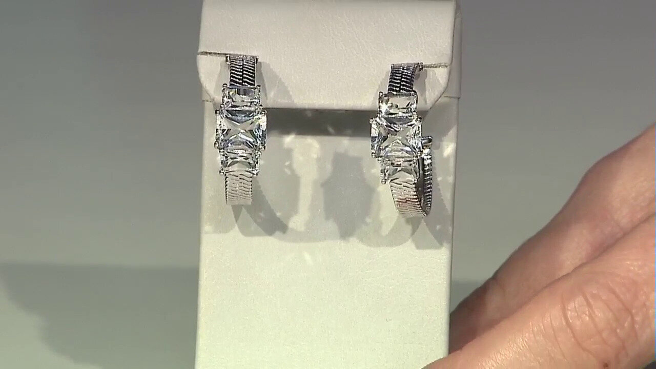 Video White Topaz Silver Earrings