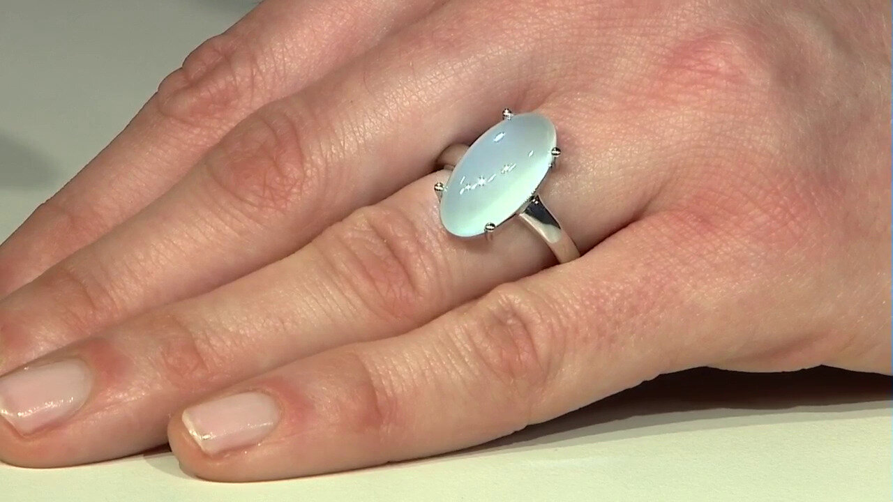 Video Aqua Chalcedony Silver Ring