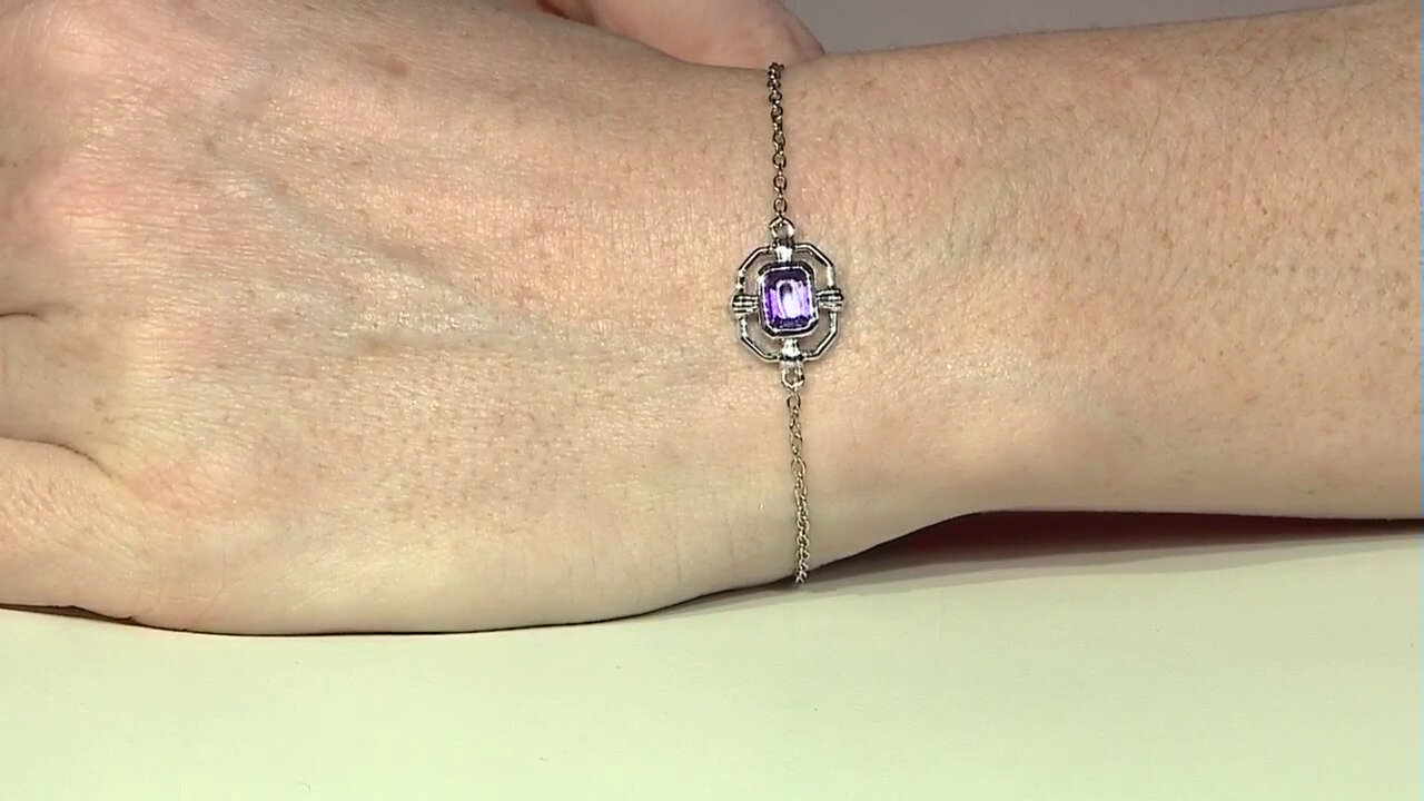 Video Bracelet en argent et Améthyste Rose de France