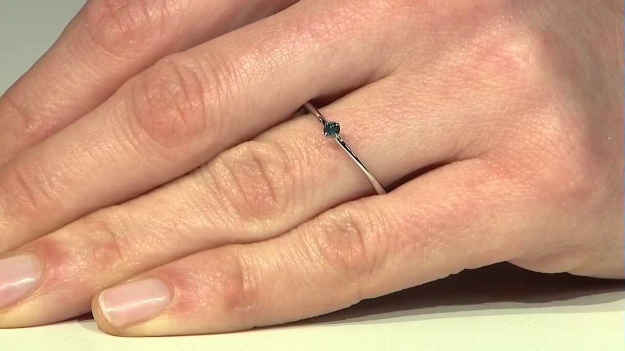 Video I3 Blue Diamond Silver Ring