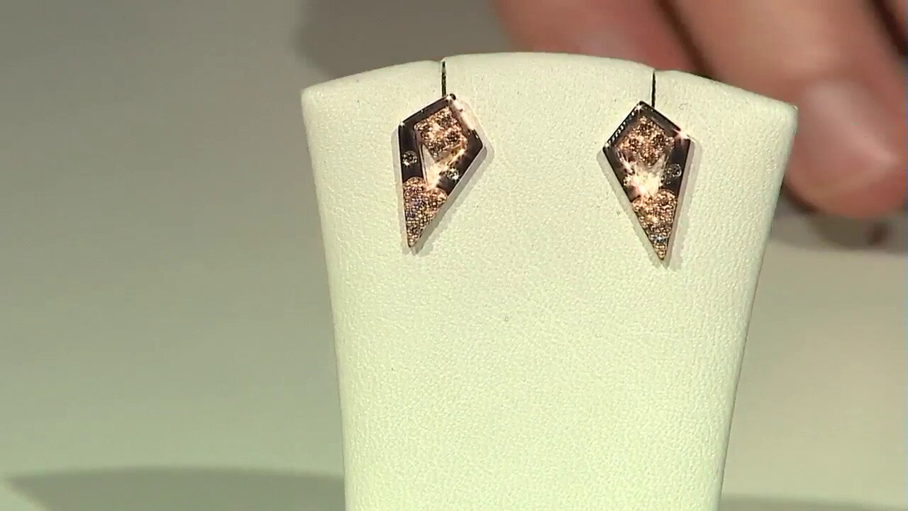 Video 9K SI1 Argyle Rose De France Diamond Gold Earrings (Annette)