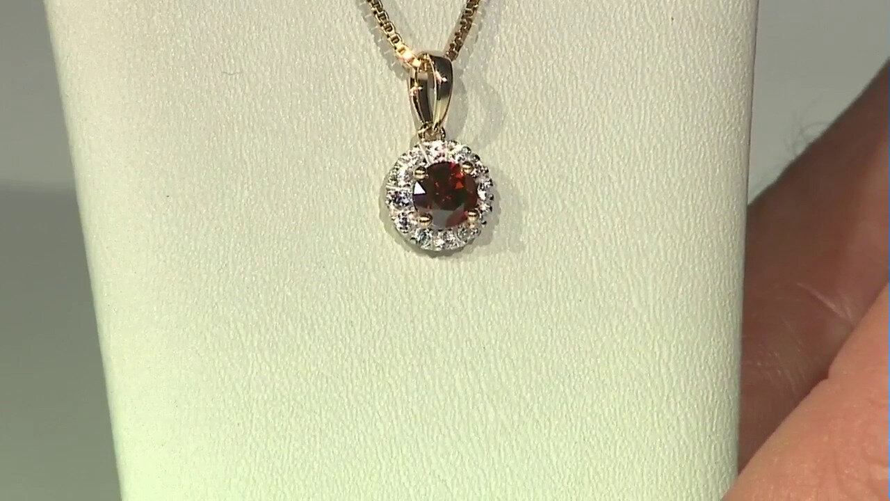 Video 9K I2 Red Diamond Gold Pendant