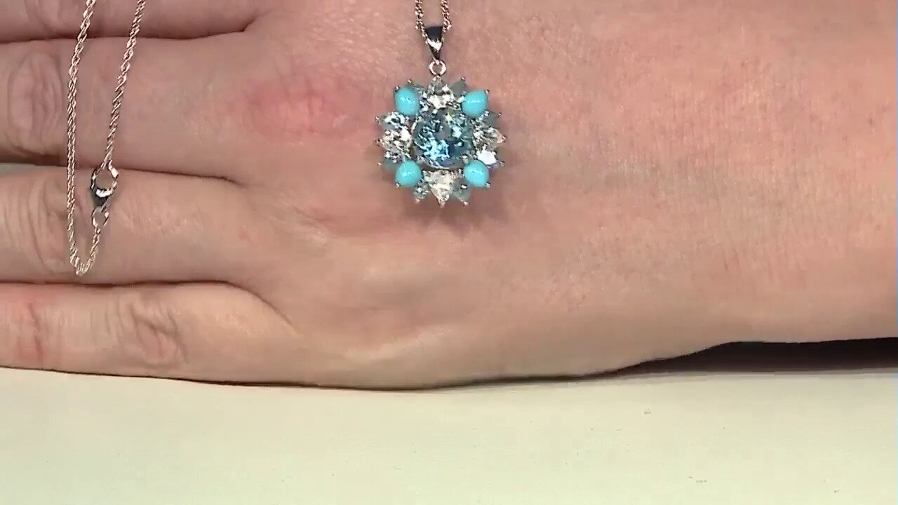 Video Sky Blue Topaz Silver Necklace