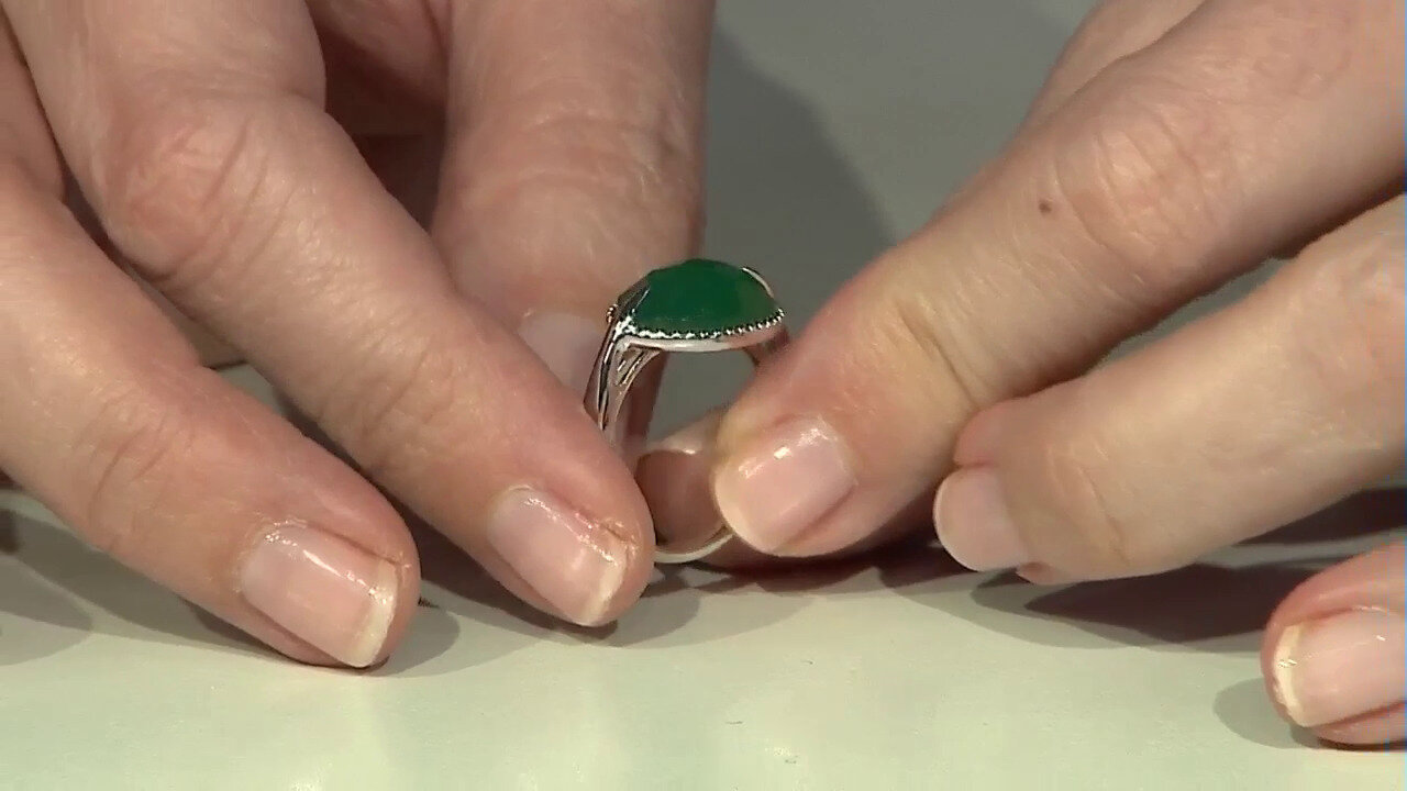 Video Green Onyx Silver Ring