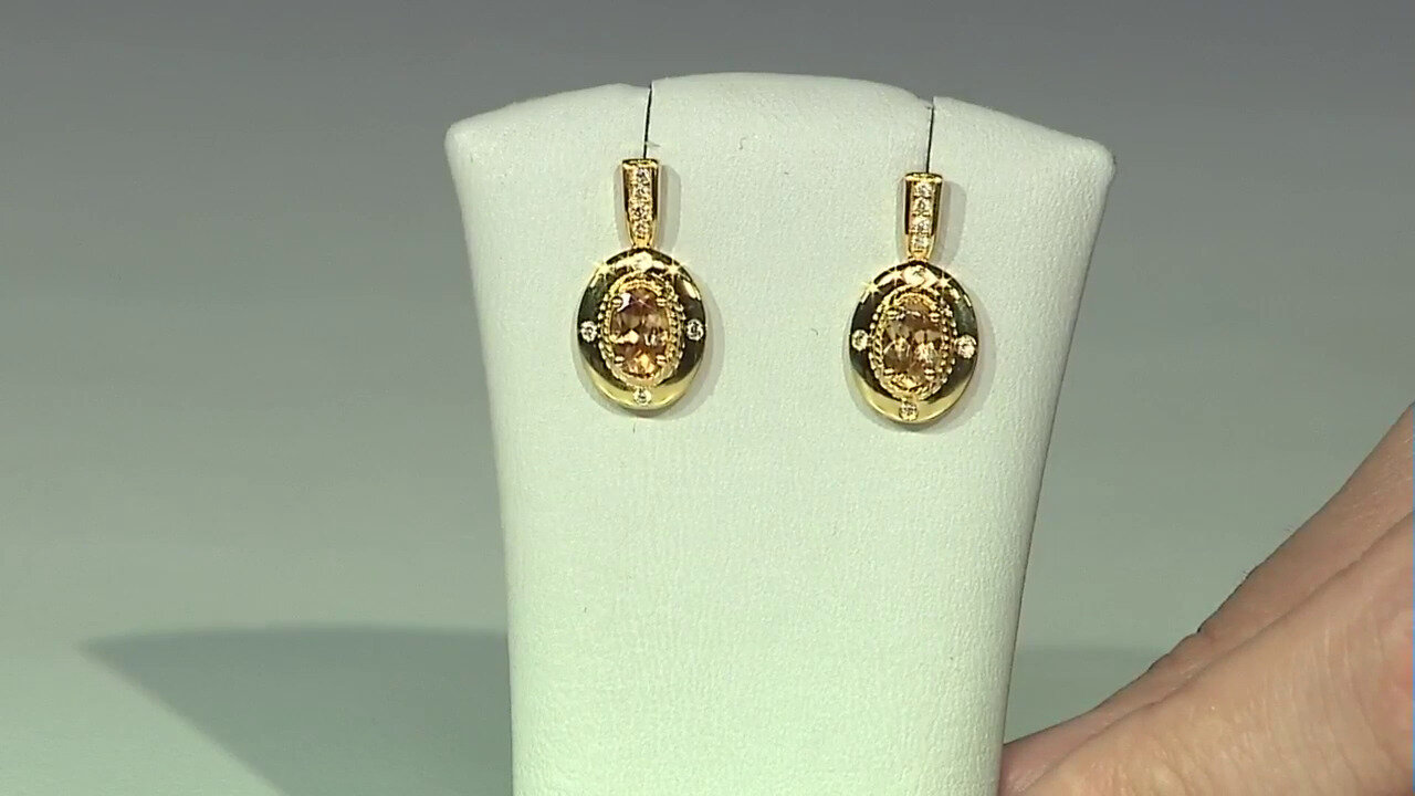 Video Champagne Zircon Silver Earrings