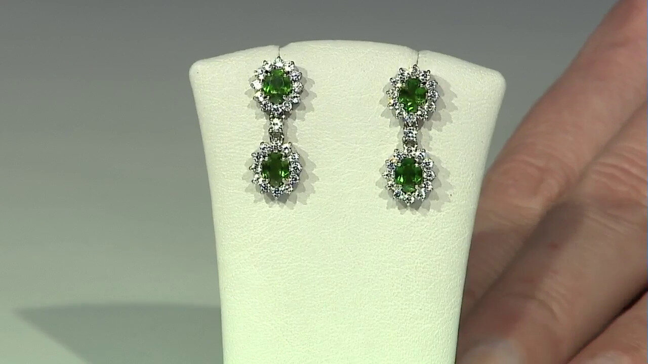 Video Russian Diopside Silver Earrings