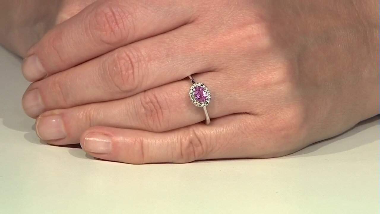 Video Unheated Ceylon Pink Sapphire Silver Ring