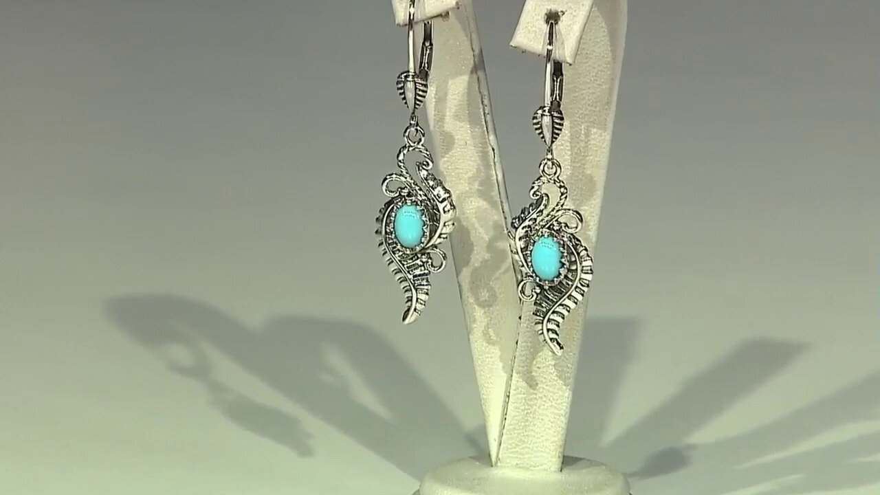 Video Pendientes en plata con Turquesa bella durmiente (Desert Chic)