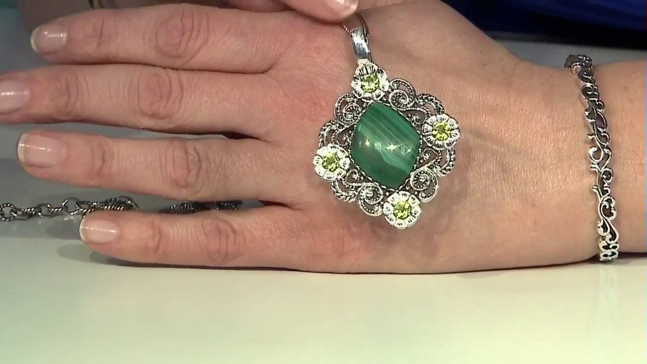 Video Malachite Silver Pendant (Desert Chic)