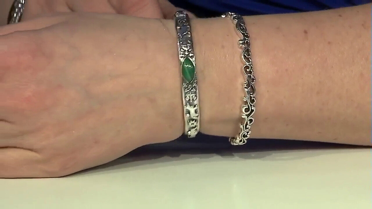 Video Malachite Silver Bangle (Desert Chic)