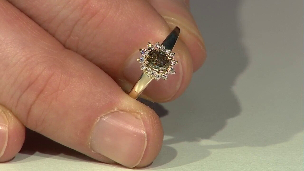 Video 9K SI2 Yellow Diamond Gold Ring (de Melo)