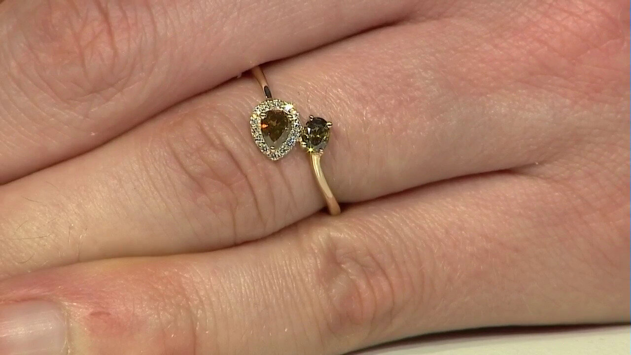 Video Anillo en oro con Diamante naranja SI (de Melo)