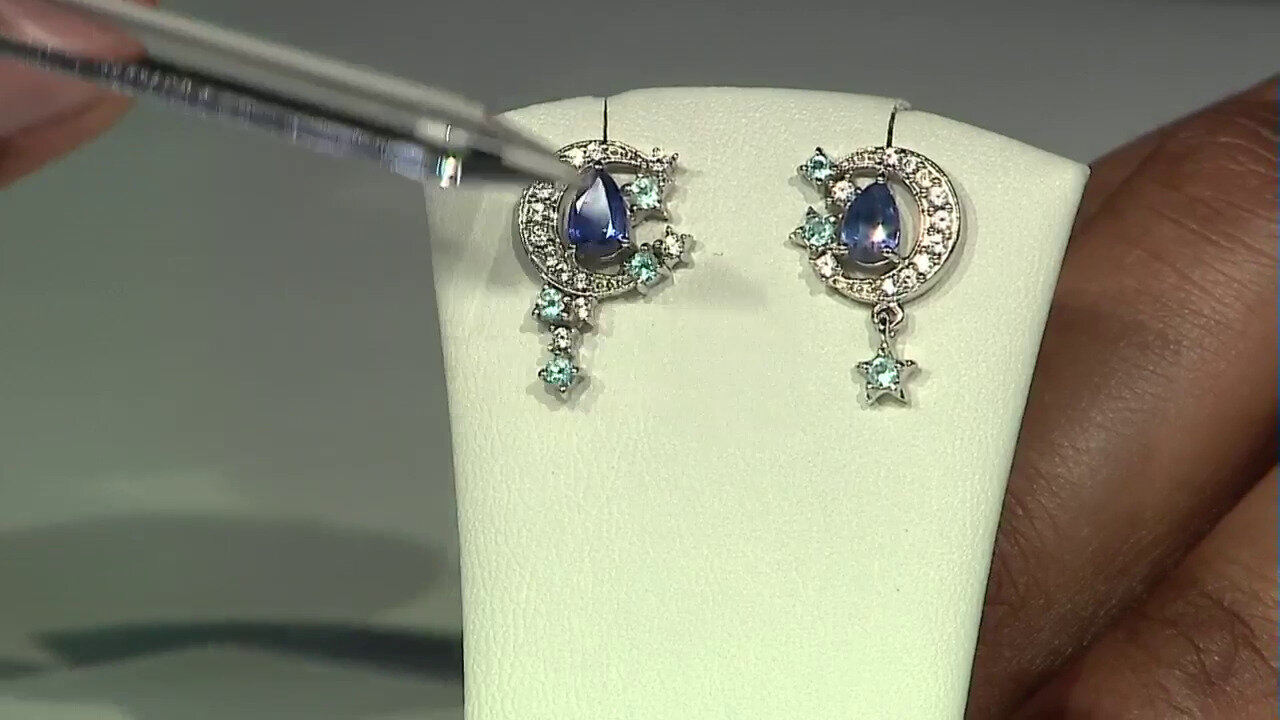 Video Boucles d'oreilles en argent et Kyanite du Népal