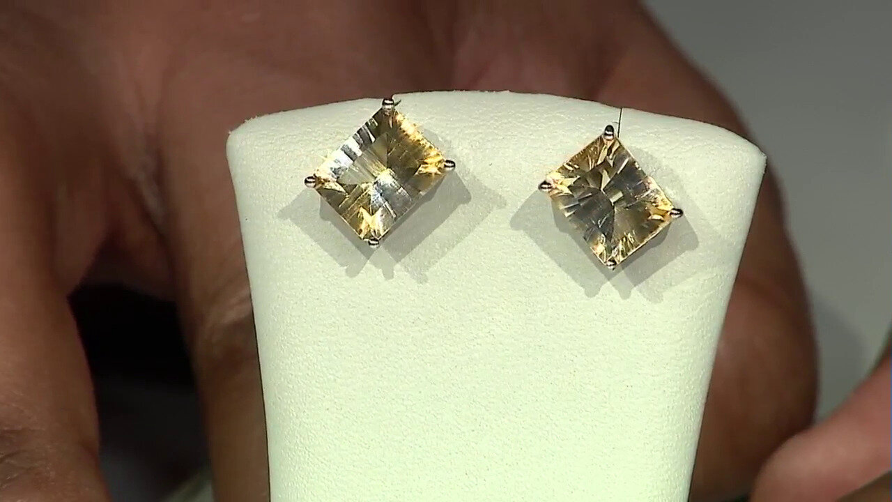 Video Bi Colour Citrine Silver Earrings