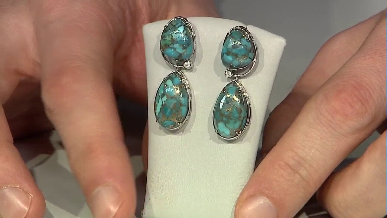 Video Boucles d'oreilles en argent et Turquoise bleue cuivrée de Mohave (Faszination Türkis)