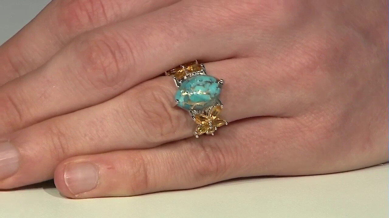 Video Mojave Blue Copper Turquoise Silver Ring (Faszination Türkis)