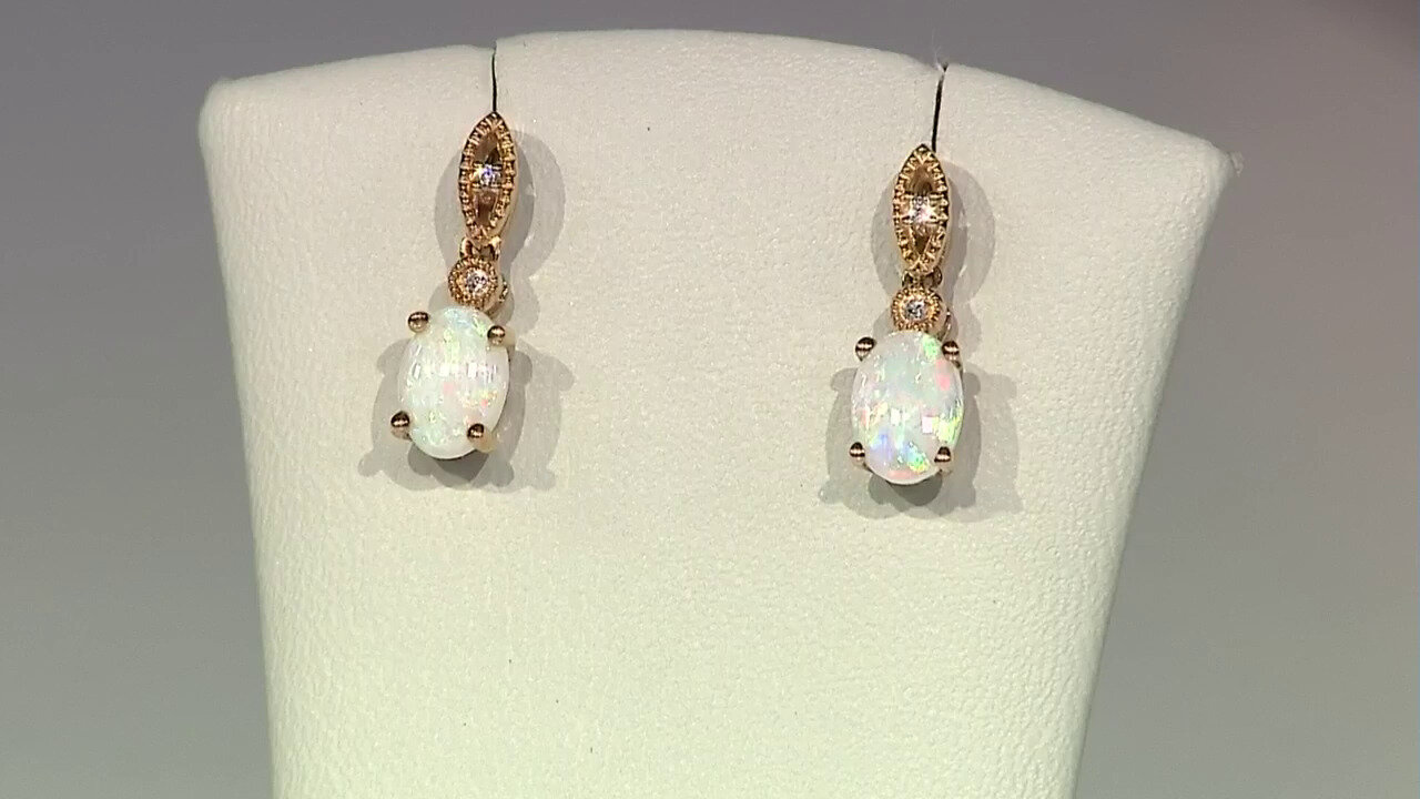 Video 10K Australian Opal Gold Earrings