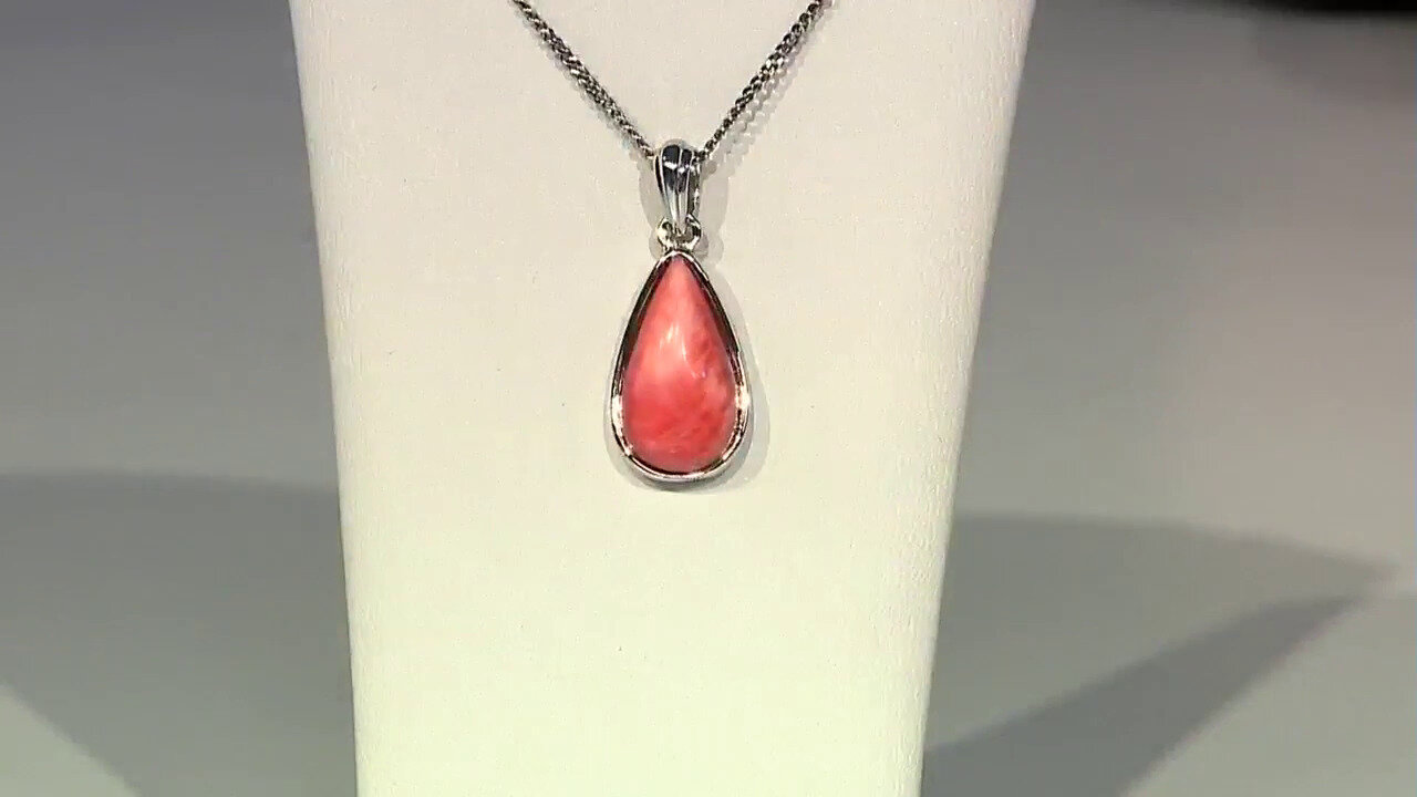 Video Orange Spiny Oyster Shell Silver Pendant