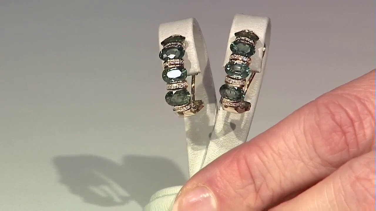 Video Boucles d'oreilles en or et Saphir de couleur pétrole (CIRARI)