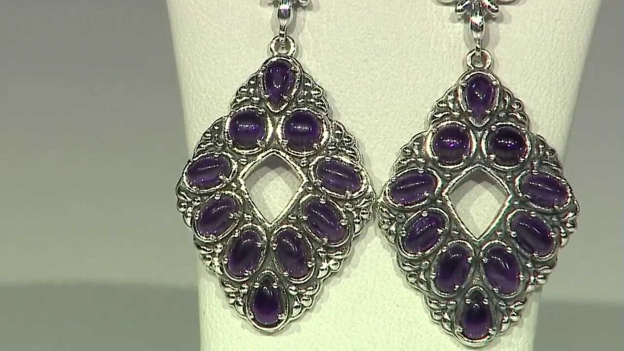 Video Zambian Amethyst Silver Earrings (Desert Chic)