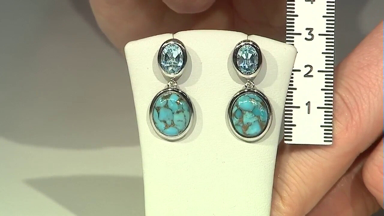 Video Mojave Blue Copper Turquoise Silver Earrings (Faszination Türkis)