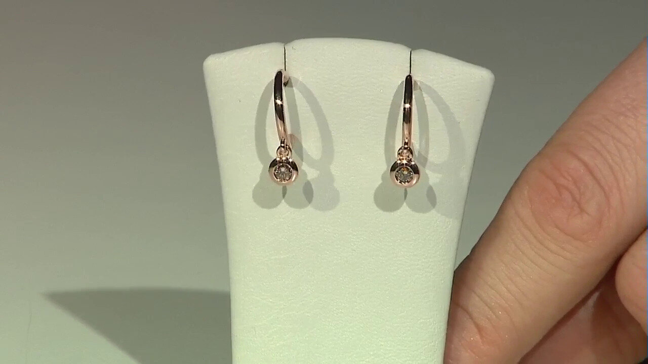 Video 9K SI1 Argyle Rose De France Diamond Gold Earrings (Annette)