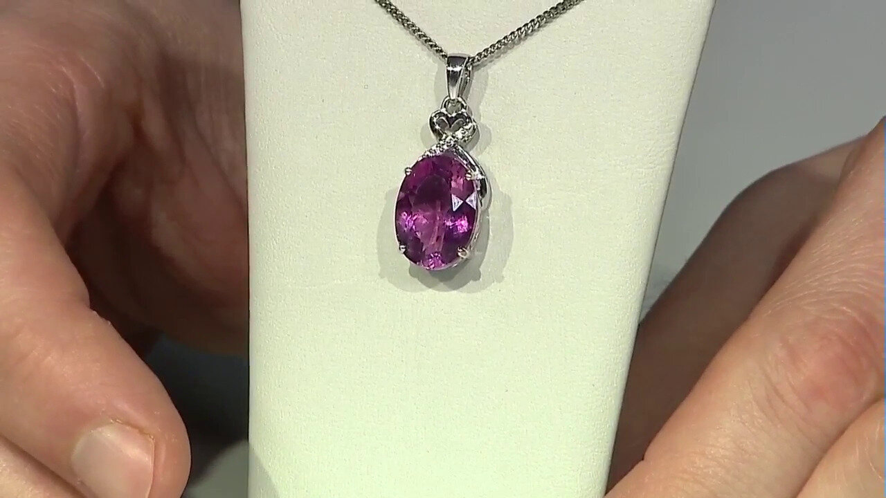 Video Pink Flouorite Silver Pendant