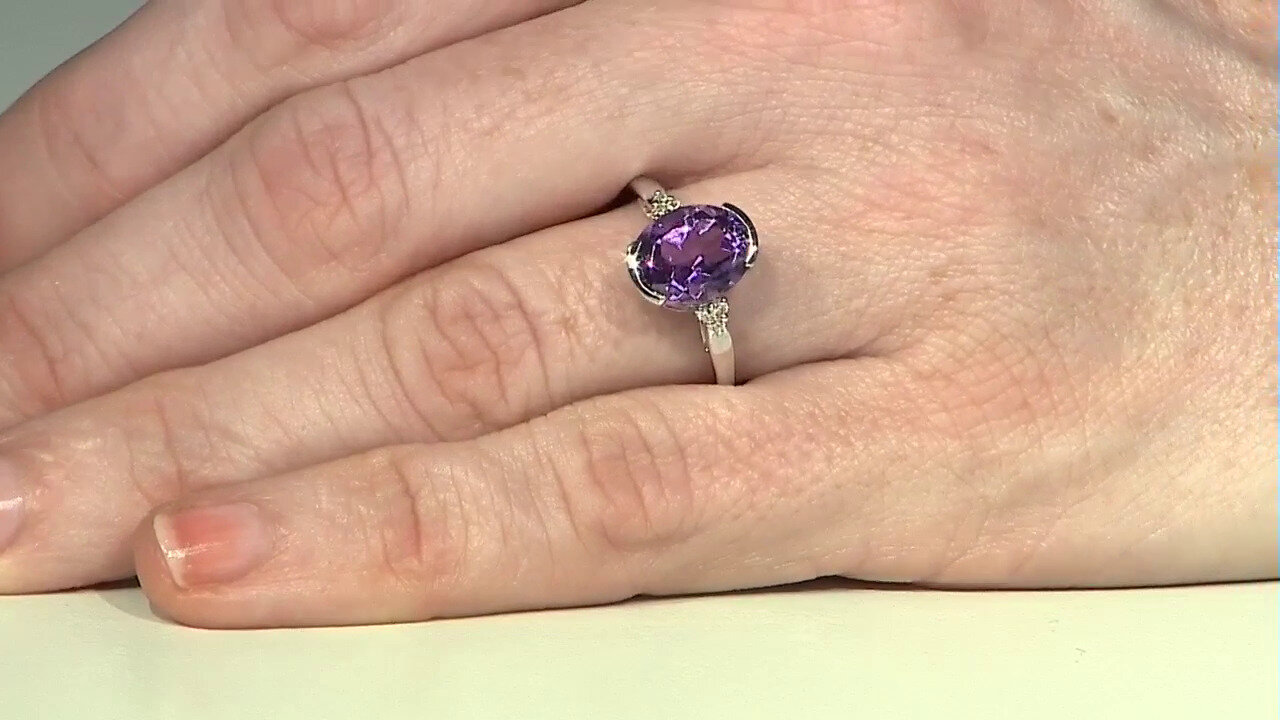 Video Amethyst Silver Ring