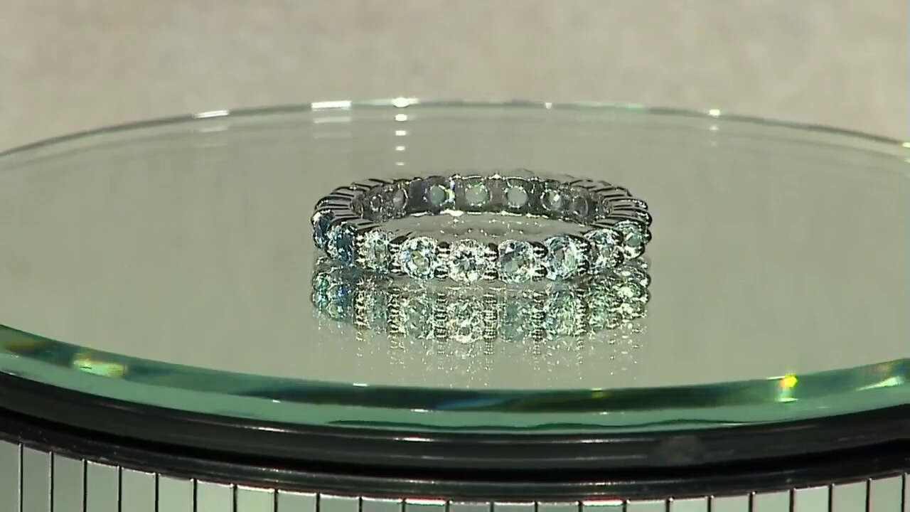 Video Zilveren ring met hemel-blauwe topaasstenen