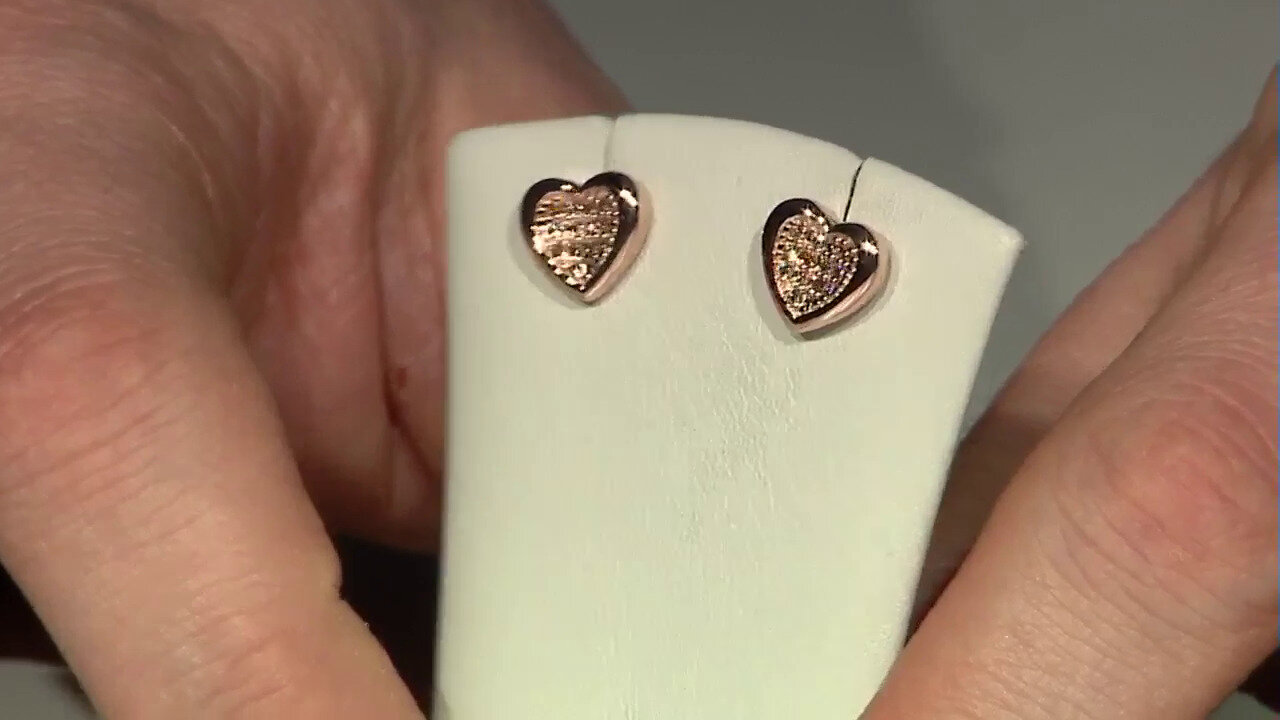 Video 9K SI1 Argyle Rose De France Diamond Gold Earrings (Annette)