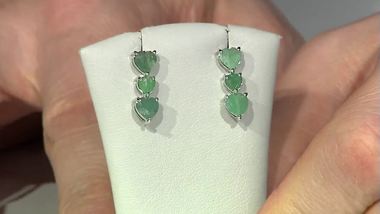 Video Boucles d'oreilles en argent et Emeraude du Brésil