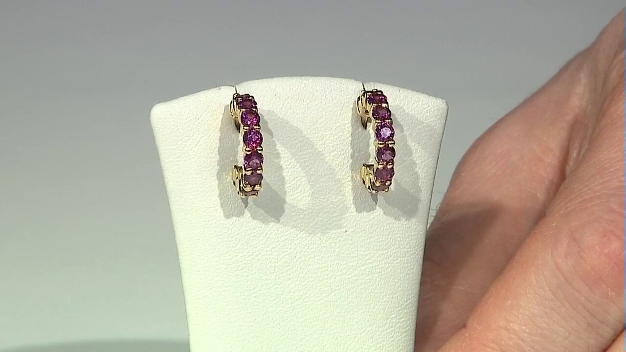 Video Magenta Garnet Silver Earrings