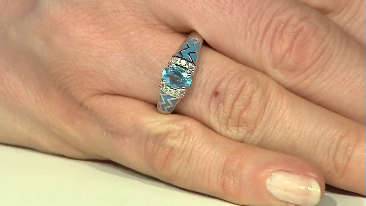 Video Bague en argent et Topaze bleu Suisse