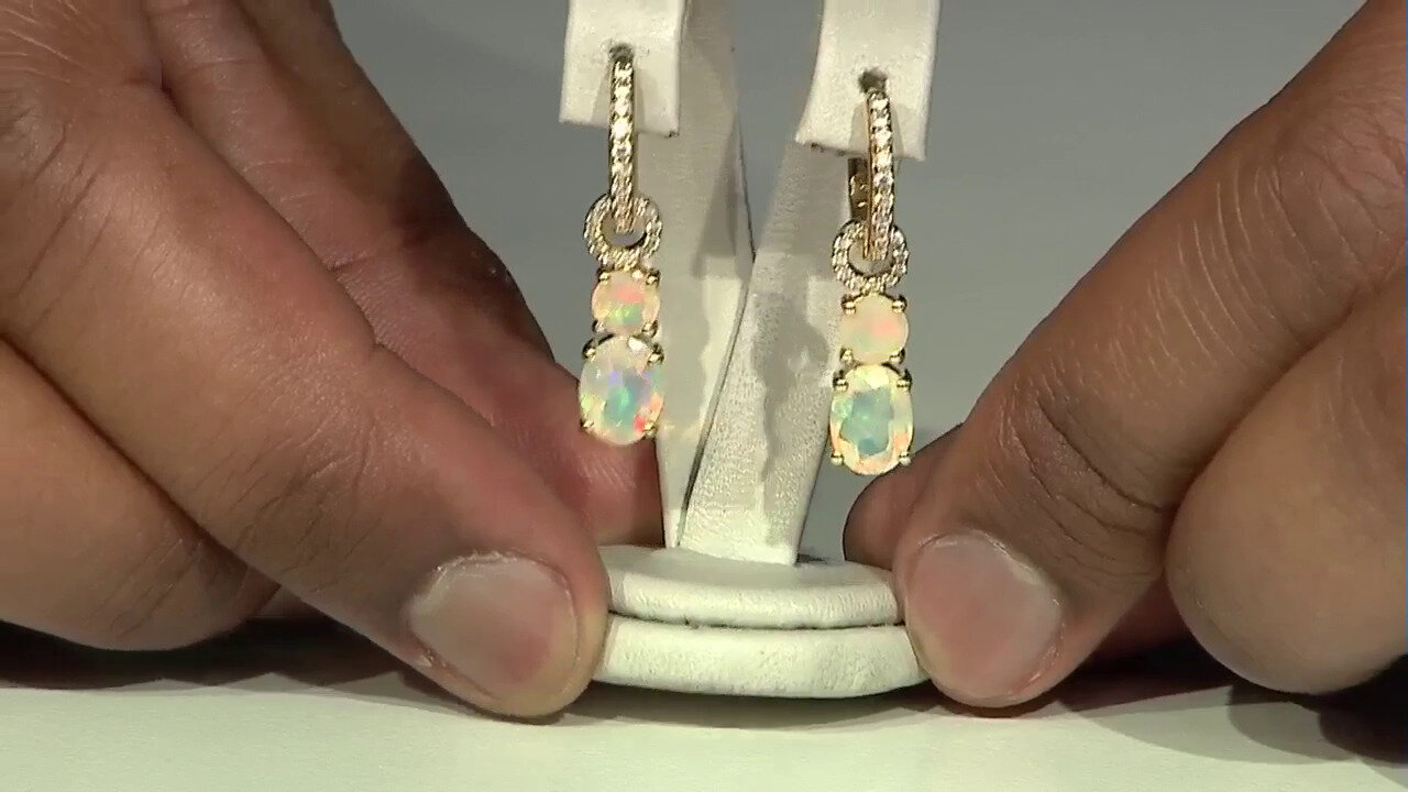 Video Welo Opal Silver Earrings