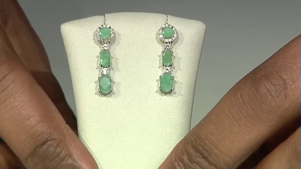 Video Brazilian Emerald Silver Earrings