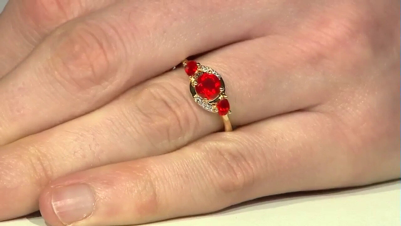 Video Mexican Fire Opal Silver Ring