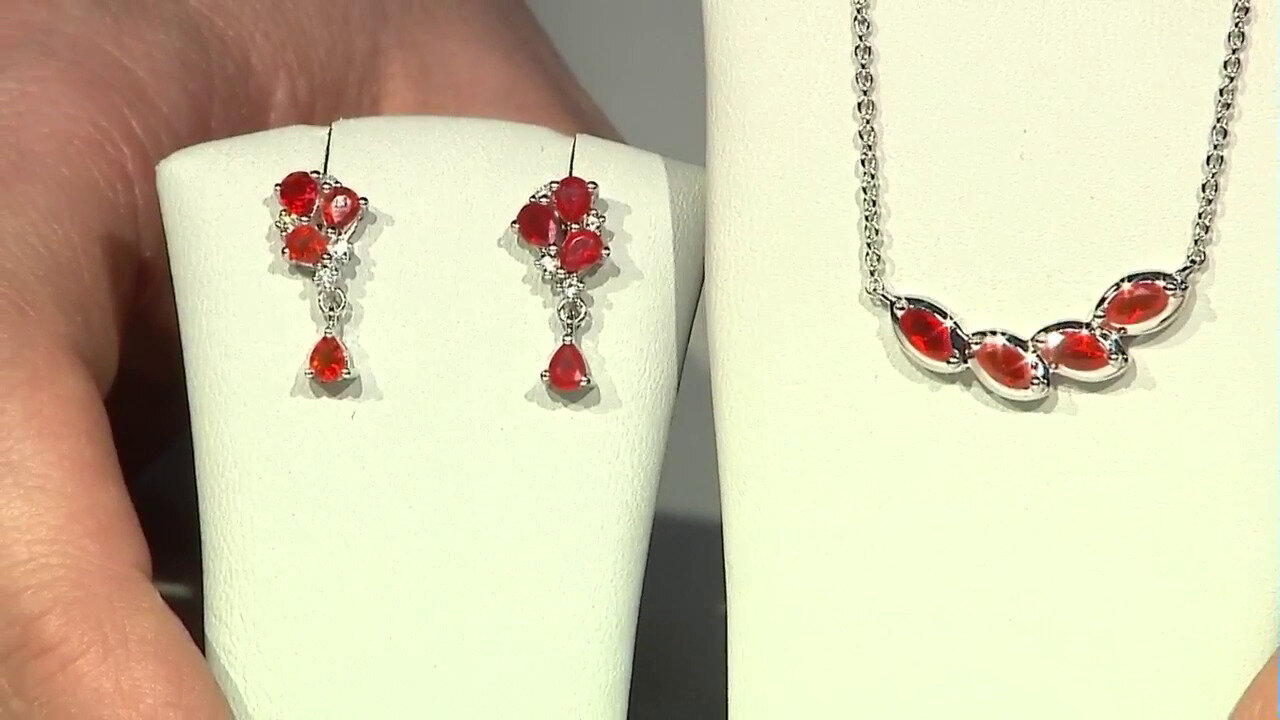 Video Mexican Fire Opal Silver Earrings