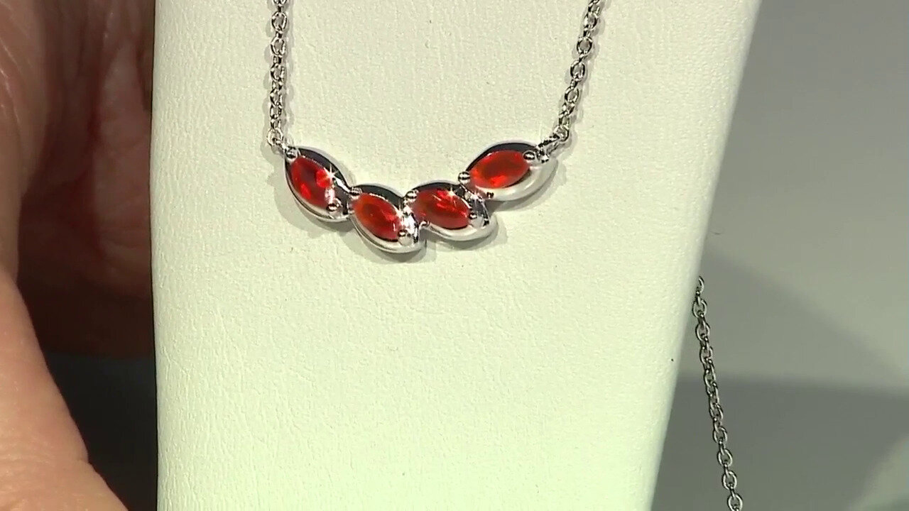 Video Mexican Fire Opal Silver Necklace