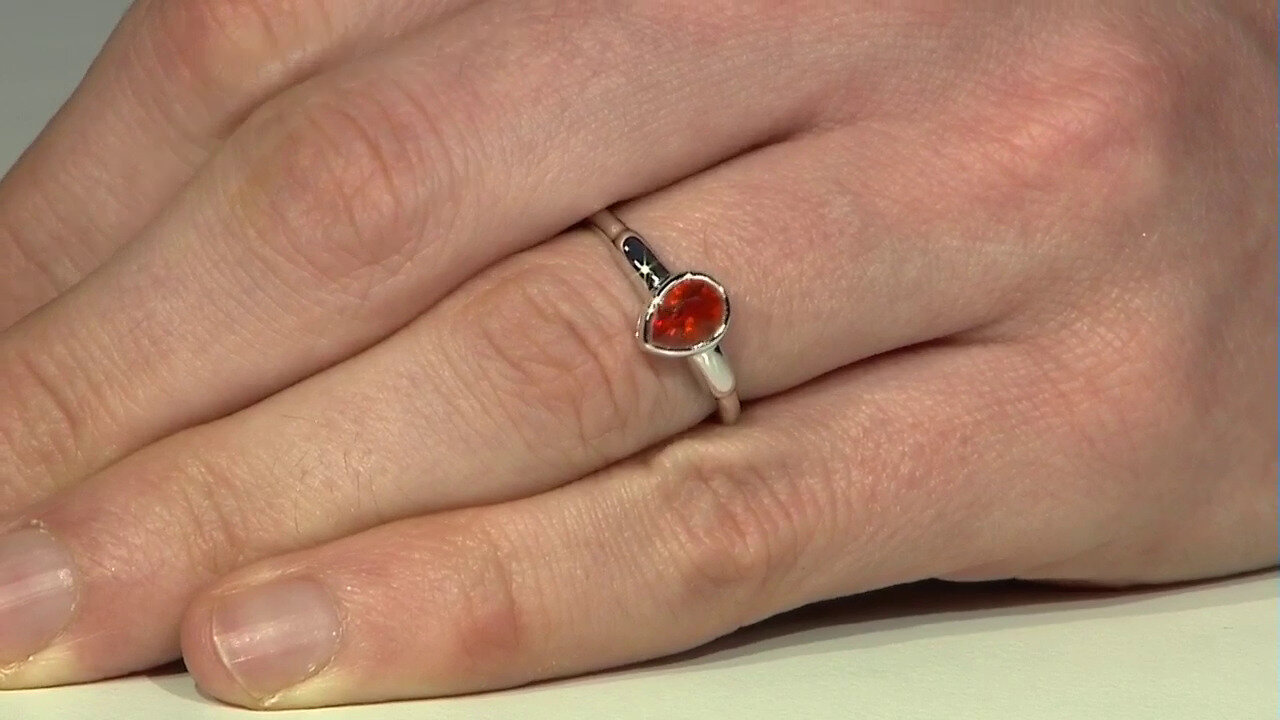 Video Mexican Fire Opal Silver Ring