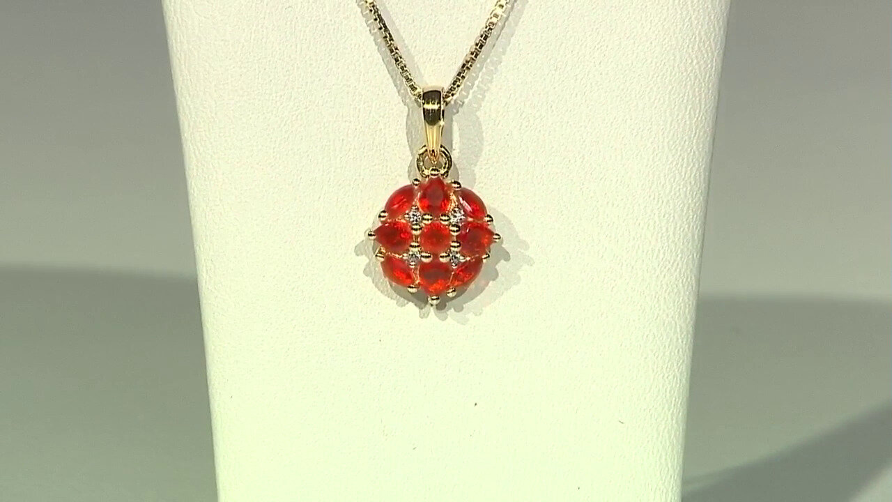 Video Mexican Fire Opal Silver Pendant