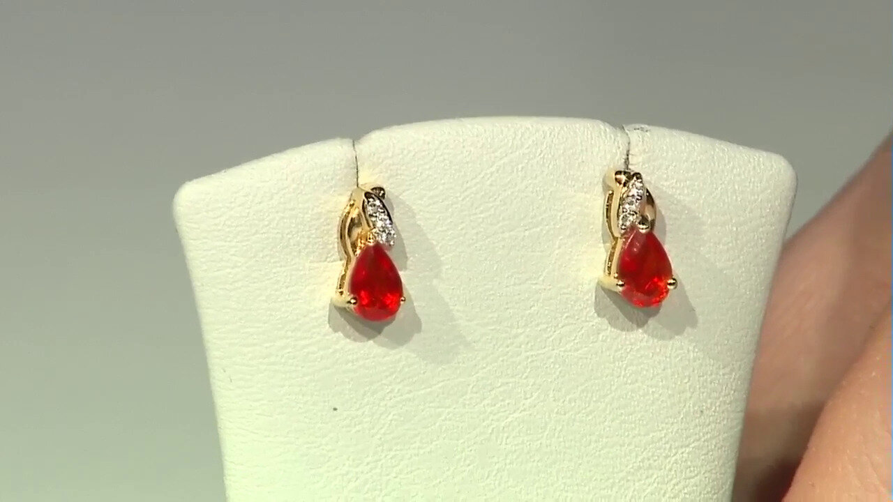 Video Mexican Fire Opal Silver Earrings