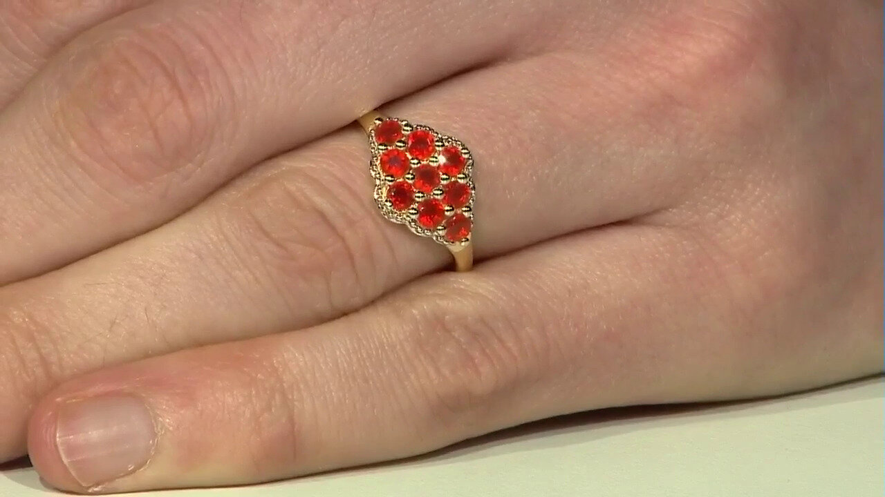 Video Mexican Fire Opal Silver Ring