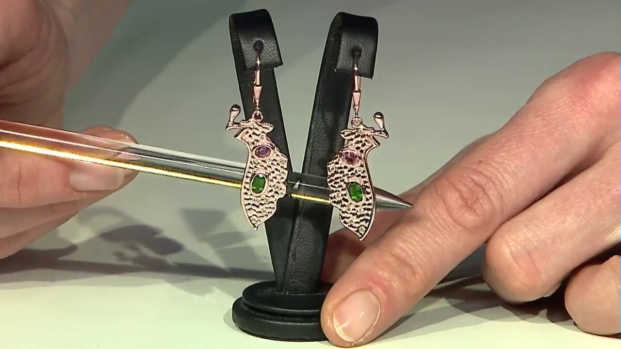 Video Russian Diopside Silver Earrings (MONOSONO COLLECTION)